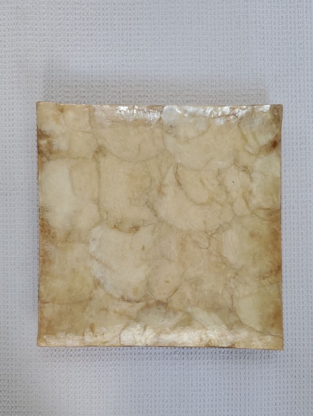 Square Capiz Shell Decorative Tray - Cream Marbleized Finish 7"